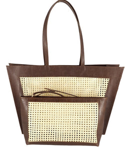 Brown grained tote bag